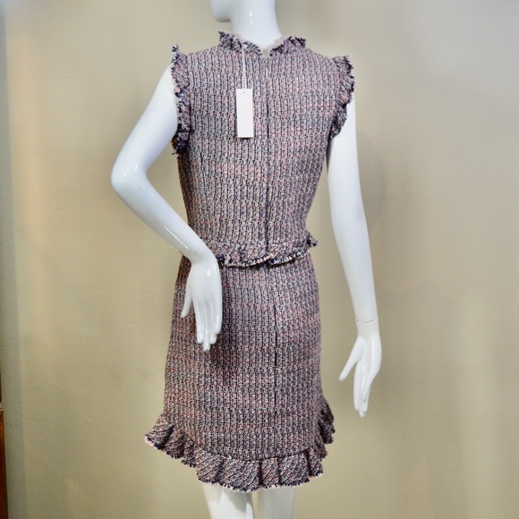 ๐๐ท๏ธ  Rebecca Taylor Navy/Blush  Tweed Work/Office Dress - Picture 11 of 15